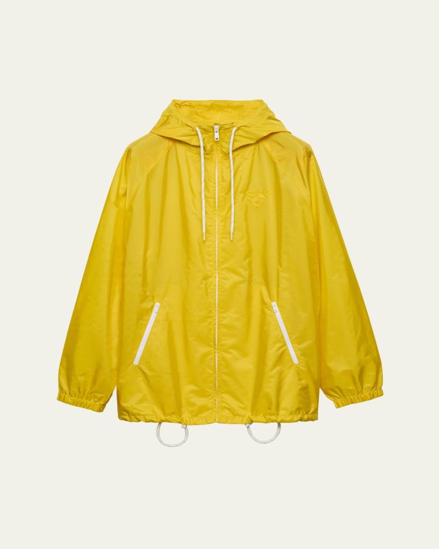 Re-Nylon Drawstring Hooded Rain Jacket
